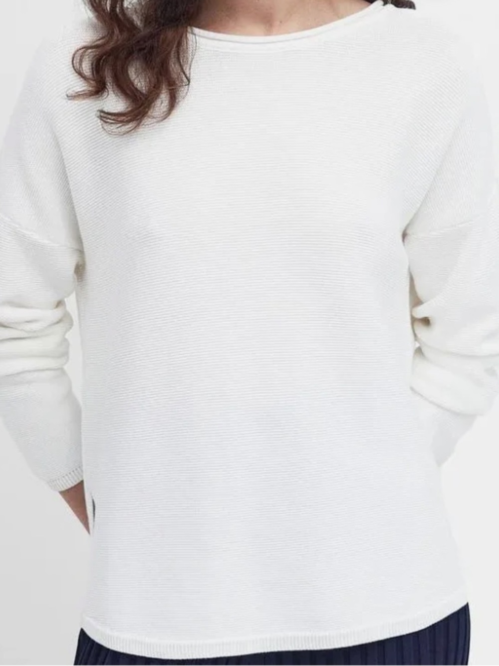 Barbour Cream Scoop Neck Knit  Boxy Sweater Size 8 100% Cotton NWOT